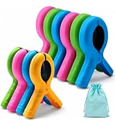 Unolnue Towel Clips for Beach Chairs, 10 Pack, 4.9 and 3.7 Inch, 4 Colors | 6 large 4.9 in and 4 ...