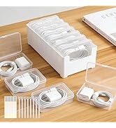 Alouxop 7 Individual Cable Storage Cases with 1 Base, Label Stickers & Cable Ties Included, Charg...