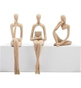 Prettidecor Gold Home Decor Thinker Statue Accents, Set of 3 Thinker Sculptures Office Decor Mode...