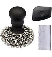 316 Upgraded Chainmail Scrubber with Silicone Handle Cast Iron Cleaner for Cast Iron Grill Pan Sk...