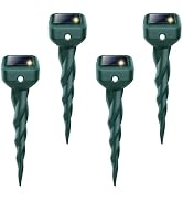 Mole Repellent Solar Powered, 4 Pack Snake & Skunk Repellent for Yard, IP 65 Waterproof Ultrasoni...