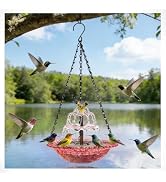 Solar Cascade Hanging Bird Bath, 3-Layer Powered Birdbath Water Fountain, Outdoor Water Dispenser...