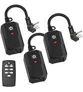 BN-LINK Outdoor Remote Control Outlet Plug Black,Indoor Wireless Outlet Switch Weatherproof Heavy...