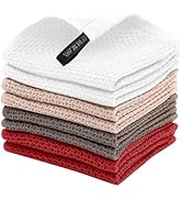 LikGuest 100% Honeycomb Cotton Kitchen Dish Cloths, 12x12 Inch, 8-Pack, Super Absorbent & Reusabl...
