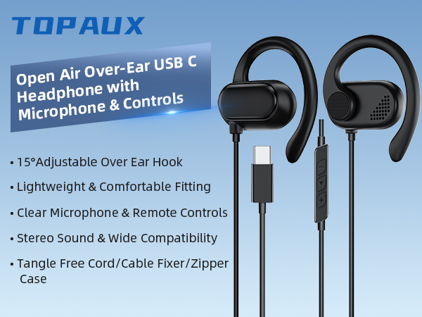 usb c headphone over ear hook