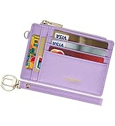 Wikavanli Women Slim Rfid Blocking Credit Card Case Holder Wristlet Zip ID Case Wallet Small Comp...