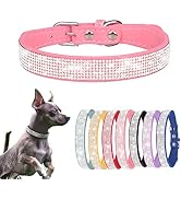 Rhinestone Dog Collar for Small Dogs, Cute Bling Diamond Fancy Crystal Glitter Pretty Jewel Soft ...