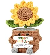 Sunflower Birthday Gift for Women, Happy Birthday Crochet Sunflower Card | Birthday Gift for Mom ...
