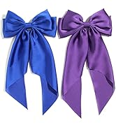 SUSULU Purple Hair Bows for Women, Big Royal Blue Bows for Hair, Metal Clips French Barrette with...