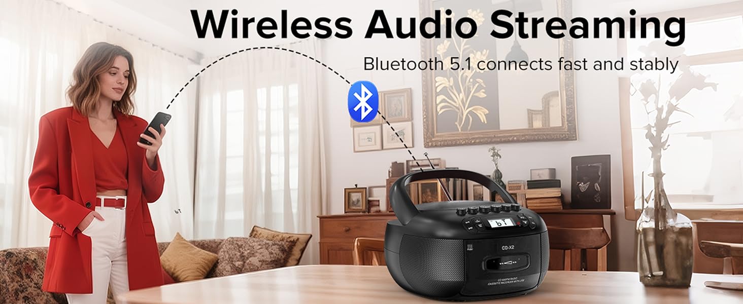 Portable cd bluetooth boombox
