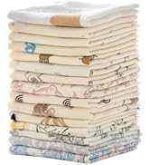 MUKIN Baby Washcloths, Natural Cotton Face Towels, 15 Pack, 12x12 inches