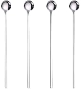 4-Pack Silver Coffee Spoons, 9.4 Inch Long Handle 304 Stainless Steel Tea Stirring Spoons for Esp...