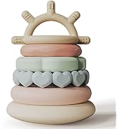 Moonkie Stacks of Circles Soft Teething Toy Educational Learning Stacking Ring Toys for Babies, 7...