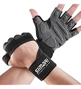 SIMARI Weight Lifting Workout Gym Gloves Full Finger with Wrist Wrap Support for Men Women, Full ...
