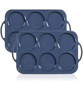 Vnray 2Pcs Jumbo Silicone Muffin Top Pan 4 Inch with Metal Frame, Non Stick Silicone Egg Mold for...