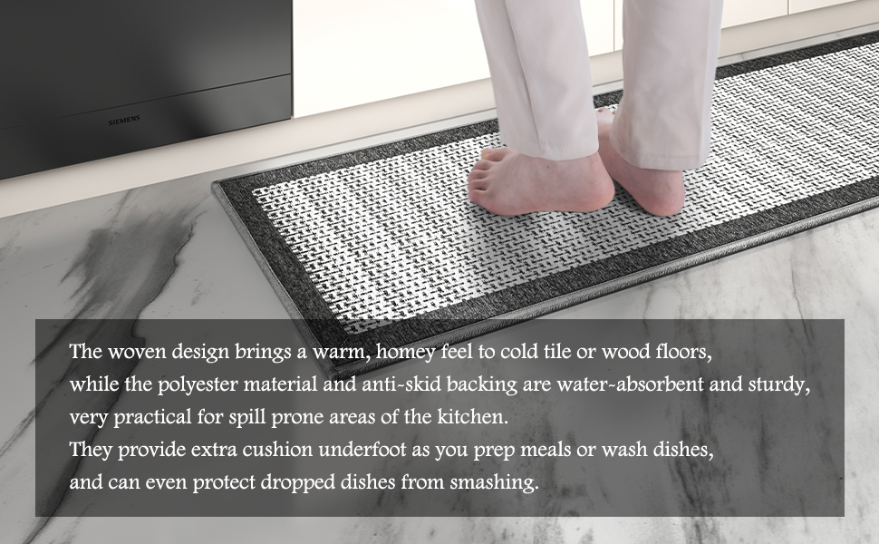 Kitchen Rugs Mats Non Skid Washable Sets Long Runners Farmhouse Style Weave for in Front of Sink