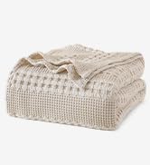 PHF 100% Cotton Waffle Weave Blanket Queen Size, Soft Lightweight Breathable Cozy Blankets for Be...
