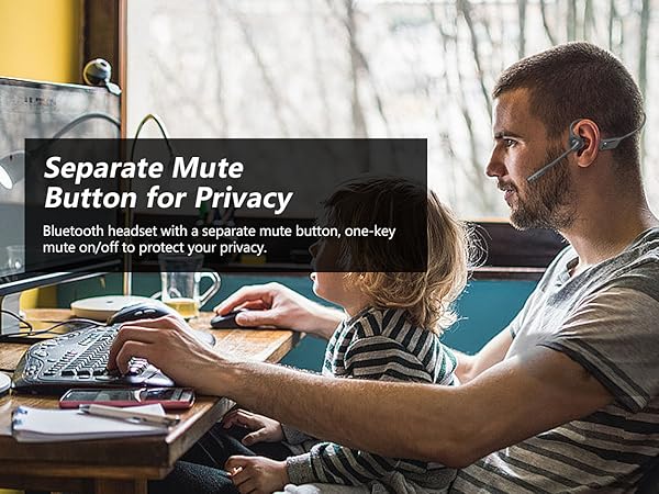 BANIGIPA Bluetooth Headset with Microphone, Open Ear Headphones with Noise Cancelling for Calling