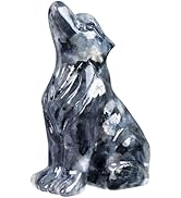 Hguxmcu Shimmer Stone Wolf Figurine,Crystal Carved Statue for Home Office Desk Decor,Hand Carved ...