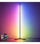 Oizuon Corner Floor Lamp for Mood Lighting, 57'' Tall RGB Floor Lamp with 88 LEDs, Music Sync, Bl...