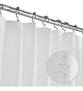 LiBa Fabric Bathroom Shower Curtain, 72" W x 72" H White Heavy Duty Waterproof Shower Curtain