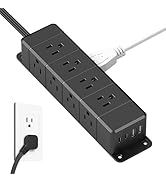 40W Fast Charging Under Desk Power Strip,12 Outlet Mountable Power Strip with 4 USB,1200J Surge P...