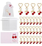 25 Sets Cherry on Top Baby Shower Decorations, Cherry Keychain Bag Charm for Purse Red Fruit Gift...