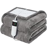 DANENOSA Electric Heated Blanket Throw Size 50''x60'' Soft Flannel & Sherpa Electric Blanket with...