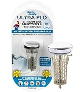 Drain Buddy Ultra Flo- 2 in 1 Bathroom Sink Stopper & Hair Catcher W/Patented Pull Clean Technolo...