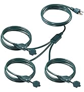 Outdoor Power Cord Splitter - 1 to 3 Splitter Extension Cord Green ,Max 9FT End to End (21FT Tota...
