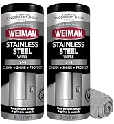 Weiman Stainless Steel Cleaner & Polish Kit, 2 Wipes & Cloth, Anti-Fingerprint, Removes Grease, W...