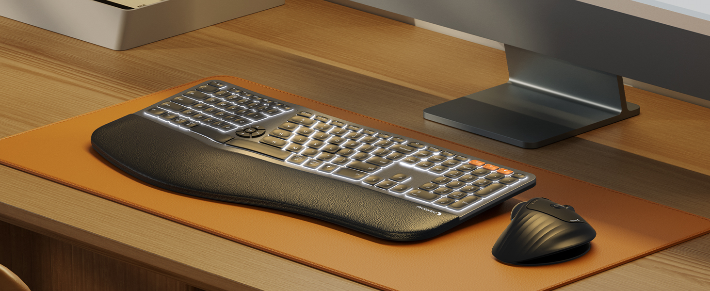 Full Size Backlit Wireless Ergonomic Keyboard