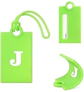 Vigorport Initial Luggage Tags for Suitcase, 3 Pack Bright Silicone Bendable Tags with Privacy Na...