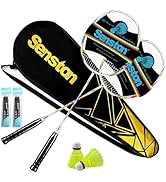 Senston Badminton Rackets Set of 2 Including Badminton Bag, 2 Badminton Shuttlecock, 2 Racquet Gr...
