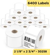 Multipurpose Labels Compatible with Dymo 30258 – 16 Rolls 6400 Direct Thermal Labels (2 1/8” x 2 ...
