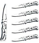 WWZJ 6 Pack Stainless Steel Manual Opening Folding Pocket Knife With Key Ring, Compact EDC Tool f...