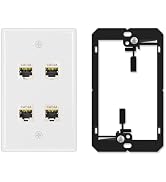 iwillink 10Gbps Ethernet Wall Plate, 4-Port Keystone Wall Plate with CAT6A Shielded Keystone Coup...