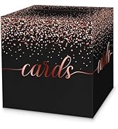 LIKAJON 1 Pack Black and Rose Gold Card Box for Party, 8.7" Black Gift Card Box Money Box for Bir...