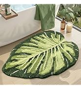 DEXI Leaf Bathroom Rugs Monstera, 23.5x31.5 Soft Fluffy Cute Bath Mat with Non Slip Backing, Wash...