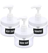 Segbeauty 3pcs Pump Bottles Dispenser, 16.9oz 10.1oz Empty Refillable Wide Mouth Bottles with Lab...