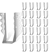 25PCS 2x8 Joist Hangers, 20 Gauge Double Shear Face Mount Rafter Brackets for Wood, Hurricane Raf...
