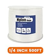 Meriane Nylon Rope 500 Ft 1/4 Inch – Multipurpose Tightly Braided Rope – Abrasion & UV Resistant ...