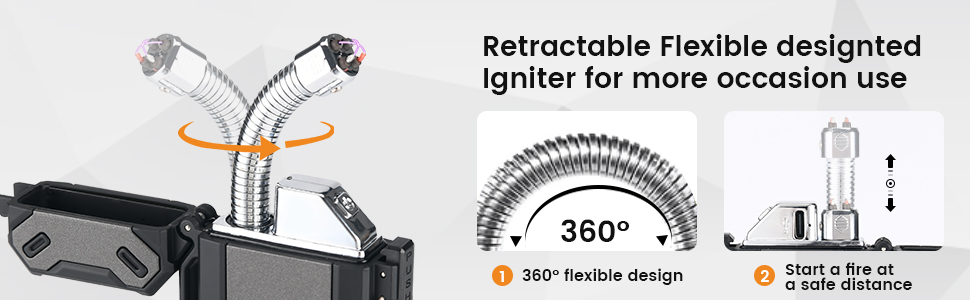 retractable flexible designted igniter for more occasion use