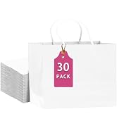qiqee 30-Packs White Gift Bags with Handles Bulk 13