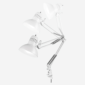 Architect Matte White Swing Arm Clamp-On Desk Lamp Adjustable Positions