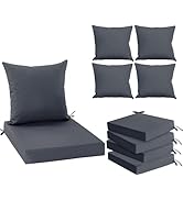 Summsun Patio Chair Cushions Set of 4, Water Resistant Backrest Pillow and Seat Cushion Set for O...