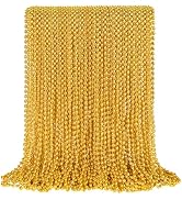 SHAOQINLIN 100Pcs Gold Bead Necklace, Mardi Gras Oval Beads Necklaces 30.5" Metallic Beaded Costu...