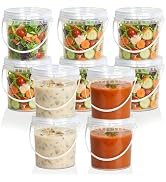 Airtight Clear Plastic Bucket with Lid, Ice Buckets for Parties, Reusable Ice Cream Tub with Hand...