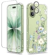 GVIEWIN for iPhone 17 Case Floral, Slim Clear Non-Yellowing | Shockproof Protective, Screen Prote...