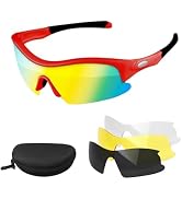 Hurdilen Polarized Kids Cycling Sunglasses, 4 UV Interchangeable Lenses, Boys Girls Lightweight G...